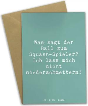 Mr. & Mrs. Panda Grußkarte Squash Humor - Meeresbrise - Geschenk, Kondition, Ballspiel, Ansichts, Hochglänzende Veredelung