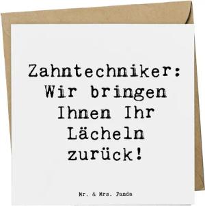 Mr. & Mrs. Panda Grußkarte Zahntechniker: Wir bringen Ihnen Ihr Lächeln zurück! - Weiß - Geschen, Exklusives Design