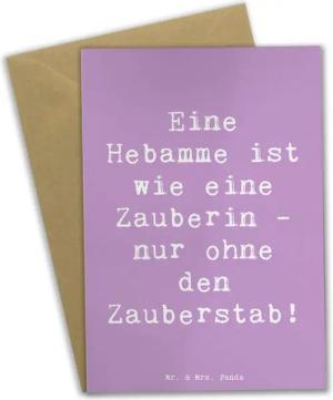 Mr. & Mrs. Panda Grußkarte Hebamme Magie - Lavendeltraum - Geschenk, Erfahrung, handgefertigte G, Matte Innenseite