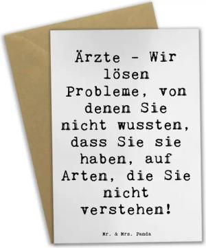 Mr. & Mrs. Panda Grußkarte Arzt Probleme Lösen - Weiß - Geschenk, Ärzte, Internist, Anerkennung, Hochwertiger Karton