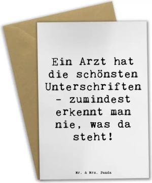 Mr. & Mrs. Panda Grußkarte Arzt Unterschrift - Weiß - Geschenk, Mediziner, Grußkarte, kreative G, Hochwertiger Karton