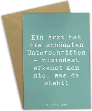 Mr. & Mrs. Panda Grußkarte Arzt Unterschrift - Meeresbrise - Geschenk, Mediziner, Klappkarte, lu, Hochglänzende Veredelung