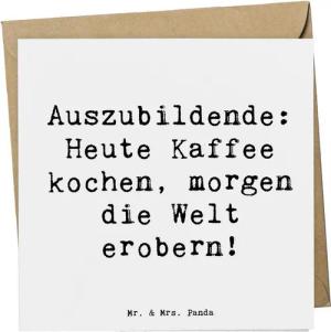 Mr. & Mrs. Panda Grußkarte Auszubildender Abenteuer - Weiß - Geschenk, Erfolg, Anerkennung, Welt, Edle Umschlag-Optik