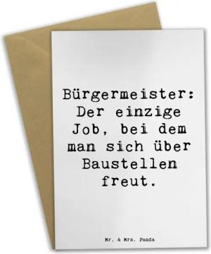Mr. & Mrs. Panda Grußkarte Bürgermeister Freude - Weiß - Geschenk, Freuden, Ansichtskarten, Stad, Einzigartige Motive