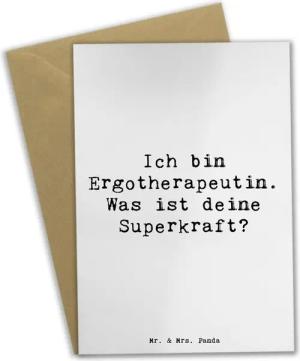 Mr. & Mrs. Panda Grußkarte Super Ergotherapeutin - Weiß - Geschenk, Ergotherapeutin Superkraft, Hochglänzende Veredelung
