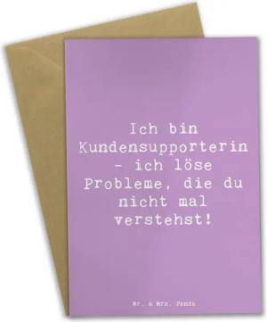 Mr. & Mrs. Panda Grußkarte Kundensupporterin Heldin - Lavendeltraum - Geschenk, Problemlösung, B, Matte Innenseite