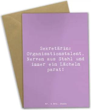 Mr. & Mrs. Panda Grußkarte Sekretärin Heldin - Lavendeltraum - Geschenk, immer ein Lächeln, Büro, Matte Innenseite
