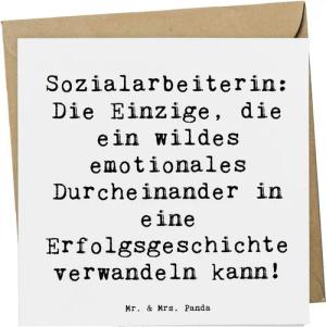 Mr. & Mrs. Panda Grußkarte Sozialarbeiterin Erfolg - Weiß - Geschenk, Empathie, emotionales Durc, Edle Umschlag-Optik
