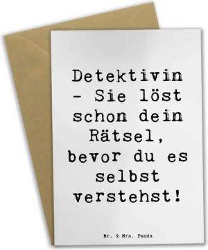 Mr. & Mrs. Panda Grußkarte Detektivin - Sie löst schon dein Rätsel, bevor du es selbst verstehst, Hochglänzende Veredelung