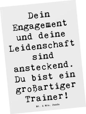 Mr. & Mrs. Panda Postkarte Großartiger Trainer - Weiß - Geschenk, Anstrengungen schätzen, Bedank, Matte Rückseite