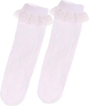 La Bortini Feinstrümpfe Kniestrümpfe in Weiß mit Rüschen in Creme 4-12Jahre Kinder Socken