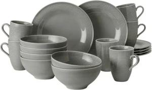 Seltmann Weiden Frühstücks-Geschirrset Beat Perlgrau Frühstücksservice 18tlg., Porzellan