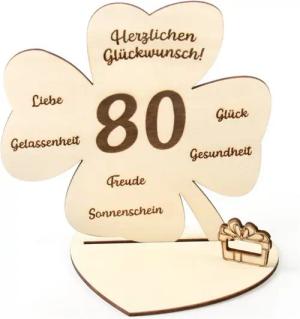 Kreative Feder Geburtstagskarte Dekorativer 3D Geschenk-Aufsteller „Kleeblatt“ zum Geburtstag, originelle Geldgeschenk-Deko aus Holz