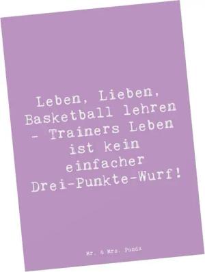 Mr. & Mrs. Panda Postkarte Leben, Lieben, Basketball lehren - Trainers Leben ist kein einfacher, Matt Rückseite