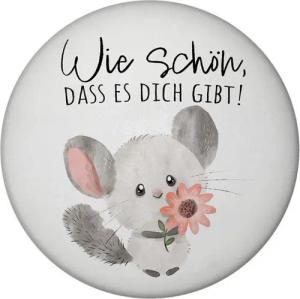 speecheese Magnet Chinchilla Magnet rund rund mit Spruch Wie schön dass es dich gibt