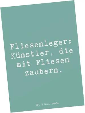 Mr. & Mrs. Panda Postkarte Fliesenleger: Künstler, die mit Fliesen zaubern. - Meeresbrise - Gesc, Hochglänzend veredelt