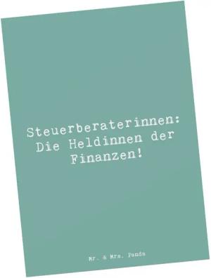 Mr. & Mrs. Panda Postkarte Steuerberaterinnen: Die Heldinnen der Finanzen! - Meeresbrise - Gesch, Langlebiger Druck
