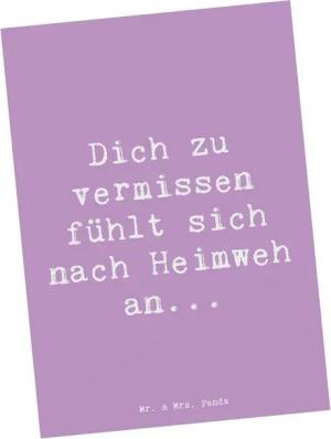Mr. & Mrs. Panda Postkarte Heimweh Sehnsucht - Lavendeltraum - Geschenk, Trost, Ansichtskarte, K, Matte Rückseite