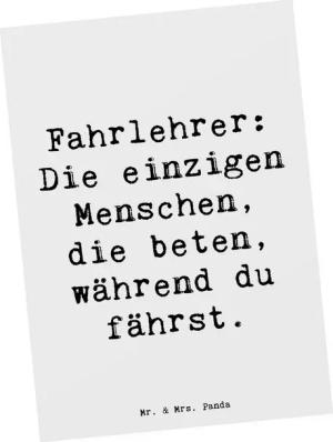 Mr. & Mrs. Panda Postkarte Fahrlehrer: Die einzigen Menschen, die beten, während du fährst. - We, Matte Rückseite