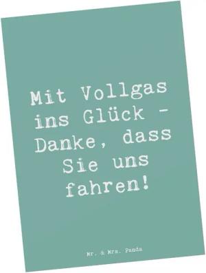 Mr. & Mrs. Panda Postkarte Chauffeur Glück - Meeresbrise - Geschenk, Danke dass Sie uns fahren, Matte Rückseite
