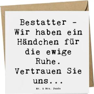 Mr. & Mrs. Panda Grußkarte Bestatter - Wir haben ein Händchen für die ewige Ruhe. Vertrauen Sie, Hochglänzende Vorderseite