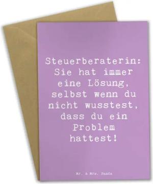 Mr. & Mrs. Panda Grußkarte Steuerberaterin: Sie hat immer eine Lösung, selbst wenn du nicht wuss, Matte Innenseite