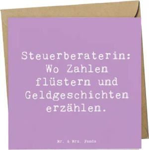 Mr. & Mrs. Panda Grußkarte Steuerberaterin: Wo Zahlen flüstern und Geldgeschichten erzählen. - L, Matte Beschreibfläche