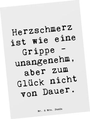 Mr. & Mrs. Panda Postkarte Herzschmerz Grippe - Weiß - Geschenk, Licht am Ende des Tunnels, Stim, Matt Rückseite