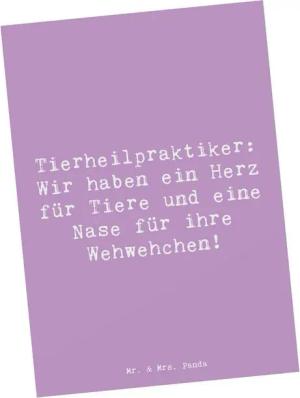 Mr. & Mrs. Panda Postkarte Tierheilpraktiker: Wir haben ein Herz für Tiere und eine Nase für ihr, Matte Rückseite