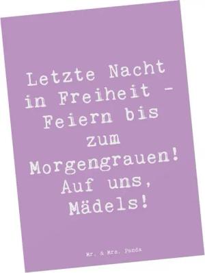 Mr. & Mrs. Panda Postkarte Junggesellinnenabschied Feiern - Lavendeltraum - Geschenk, Hochzeitsg, Hochglänzend
