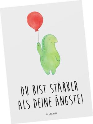 Mr. & Mrs. Panda Postkarte Angst überwinden - Weiß - Geschenk, Selbstbewusstsein, Ansichtskarten, Matt Rückseite