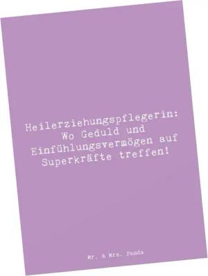 Mr. & Mrs. Panda Postkarte Heilerziehungspflegerin Superkräfte - Lavendeltraum - Geschenk, Beruf, Matt Rückseite
