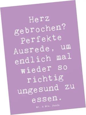Mr. & Mrs. Panda Postkarte Liebeskummer Tröster - Lavendeltraum - Geschenk, Herz gebrochen, Aufm, Hochglänzend veredelt
