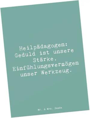 Mr. & Mrs. Panda Postkarte Heilpädagogin Geduld - Meeresbrise - Geschenk, Mitgefühl, Kliniken, E, Hochglänzend veredelt