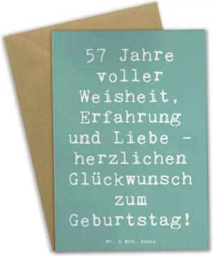 Mr. & Mrs. Panda Grußkarte Spruch 57. Geburtstag - Meeresbrise - Geschenk, Erfahrung, Glückwunsc