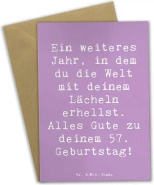 Mr. & Mrs. Panda Grußkarte Spruch 57. Geburtstag Lächeln - Lavendeltraum - Geschenk, Erfahrungen