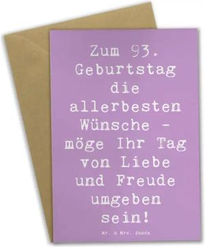 Mr. & Mrs. Panda Grußkarte Spruch 93. Geburtstag Wünsche - Lavendeltraum - Geschenk, Erfahrung