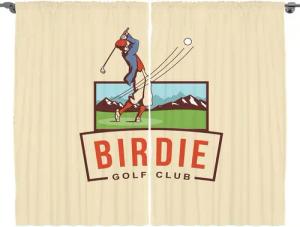 Abakuhaus Gardine Schlafzimmer Kräuselband Vorhang mit Schlaufen und Haken, Golf Birdie Golf Club Werbung