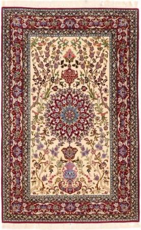 Nain Trading Orientteppich Isfahan Seidenkette 109x176 Handgeknüpfter Orientteppich, rechteckig, Höhe: 6 mm