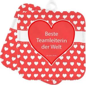 Mr. & Mrs. Panda Topflappen Teamleiterin - Geschenk, Topflappen mit Spruch, Ofenhandschuh, Kolleg, (1-tlg)