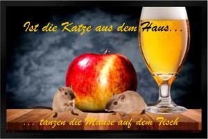 Ladreas Fußmatte Schmutzfangmatte Katze Mäuse Tanzen Tisch Apfel Bier F484, 60x40