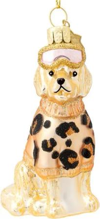 SIKORA Christbaumschmuck BS652 Labrador mit Leo Pulli Glas Figur Weihnachtsbaum Anhänger