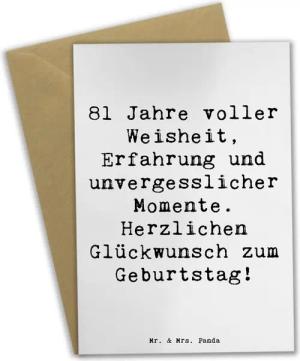 Mr. & Mrs. Panda Grußkarte Spruch 81. Geburtstag - Weiß - Geschenk, Erfahrung, Glückwunschkarte