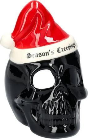 Figuren Shop GmbH Teelichthalter Teelichthalter - Totenkopf Weihnachtsmann - Weihnachtsdeko