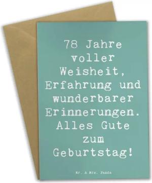Mr. & Mrs. Panda Grußkarte Spruch 78. Geburtstag - Meeresbrise - Geschenk, Erfahrung, Happy Birt