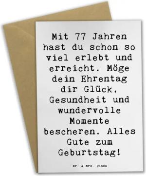 Mr. & Mrs. Panda Grußkarte Spruch 77. Geburtstag Glückwunsch - Weiß - Geschenk, Erfahrungen, Ein