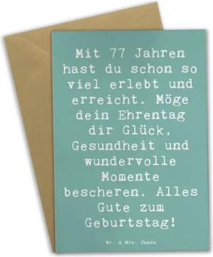 Mr. & Mrs. Panda Grußkarte Spruch 77. Geburtstag Glückwunsch - Meeresbrise - Geschenk, Erfahrung