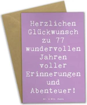 Mr. & Mrs. Panda Grußkarte Spruch 77. Geburtstag - Lavendeltraum - Geschenk, Erfahrungen, Happy