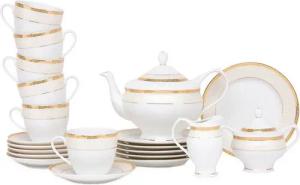 KONSIMO® Kaffeeservice AGAWA Tasse Untertasse Kaffeekanne Teeservice (21-tlg), 6 Personen, Porzellan, Klassisch-Stil