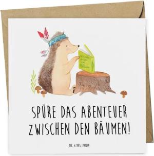 Mr. & Mrs. Panda Grußkarte Besuch im Hochseilgarten Abenteuer - Weiß - Geschenk, zwischen den Bä
